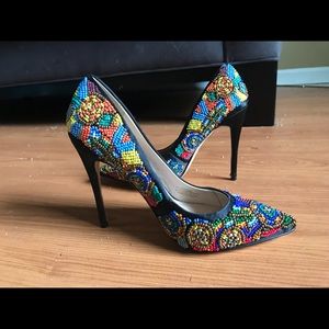 Nicole Miller Beaded Heels size 5.5 worn once.